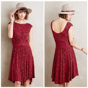 NWT Moulinette Soeurs by Anthropologie Red Floral Jersey Dress Size Medium